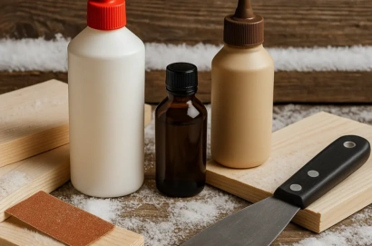 Winter DIY glue-up using marine-grade adhesive on wood joints in a cold workshop