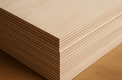 Stack of high-quality plywood sheets showing clean edges and multiple even layers