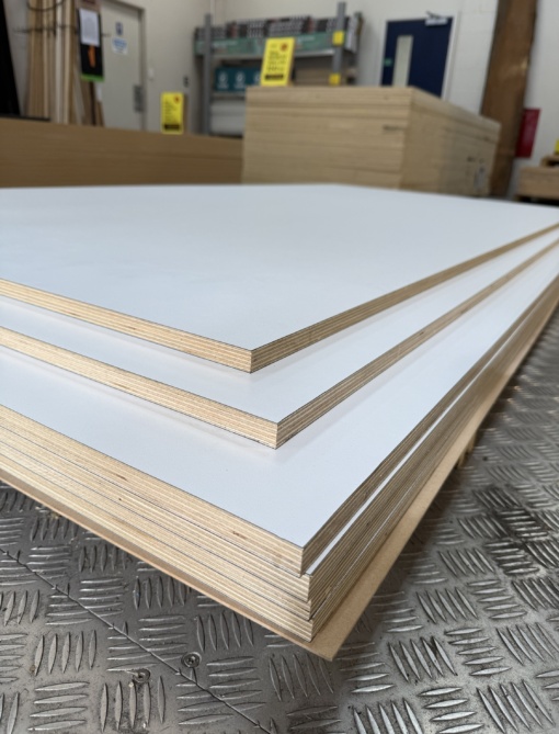 18mm White Matt HPL on Birch Plywood 2440 x 1220