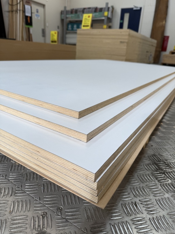 18mm White Matt HPL on Birch Plywood 2440 x 1220