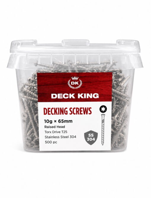 10G x 65mm DK Decking Screws Raised Head SS304 500 Pack