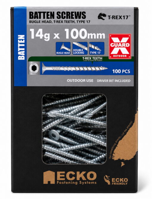 14G x 100 Batten Screw XGuard Bugle Head T-REX17 (100 Pack) – Batten
