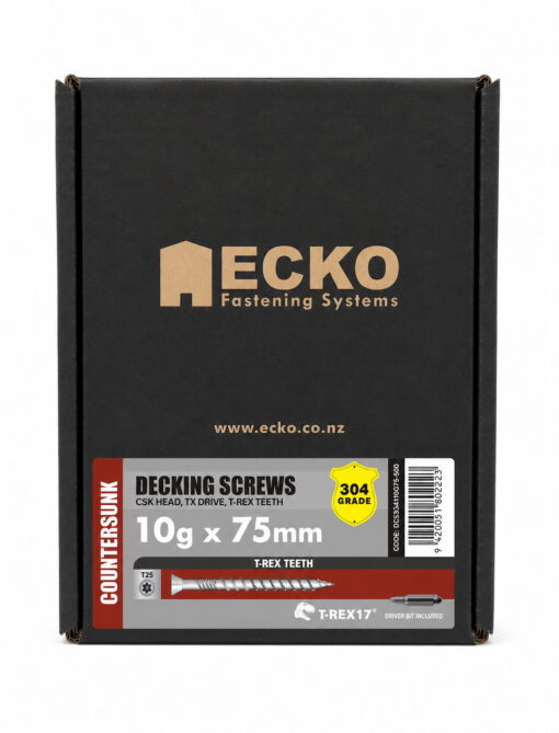10G x 75mm DK Decking Screws Countersunk SS304 500 Pack