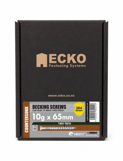 10G x 65mm DK Decking Screws Countersunk SS304 500 Pack